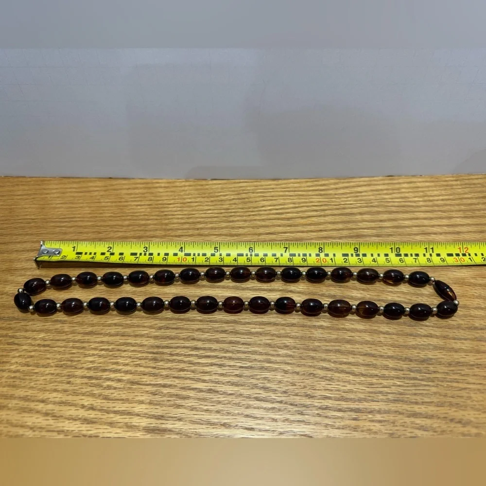 Vintage Elegant Brown Beaded Necklace with twist clasp